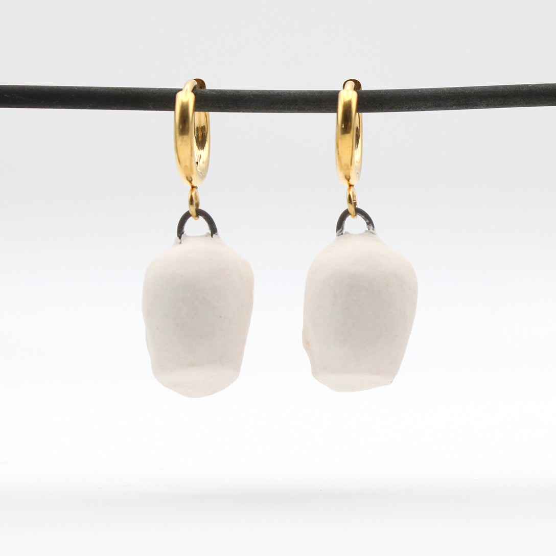 Mini Porcelain Skull Earrings