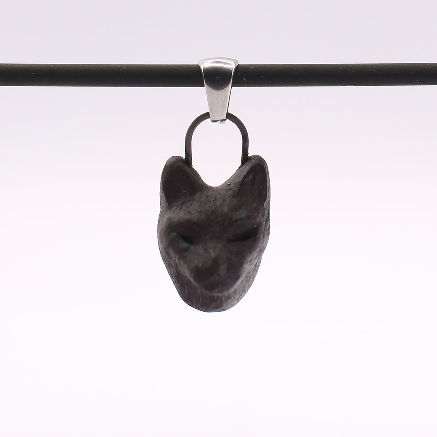 Black Stoneware Cat Pendant