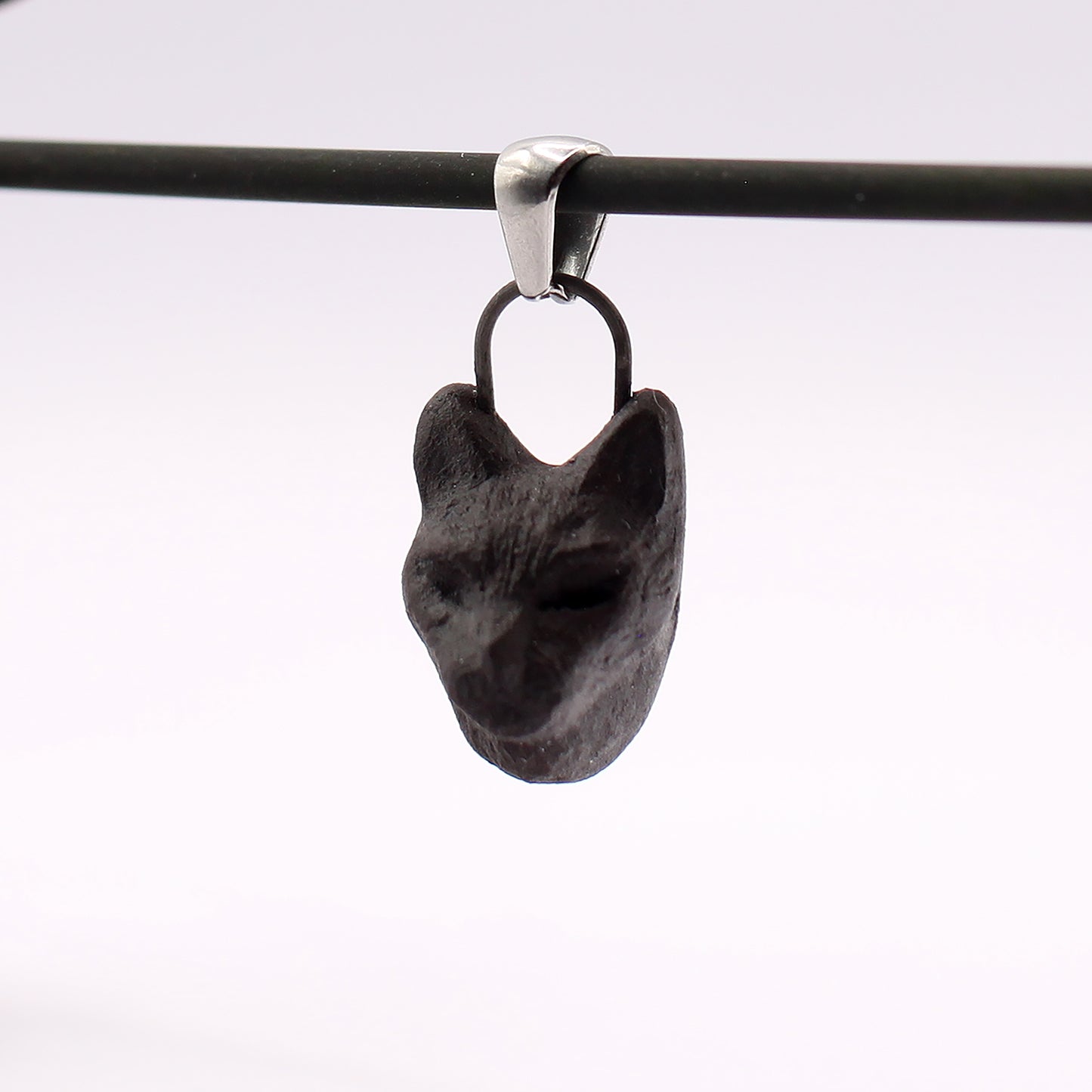 Black Stoneware Cat Pendant