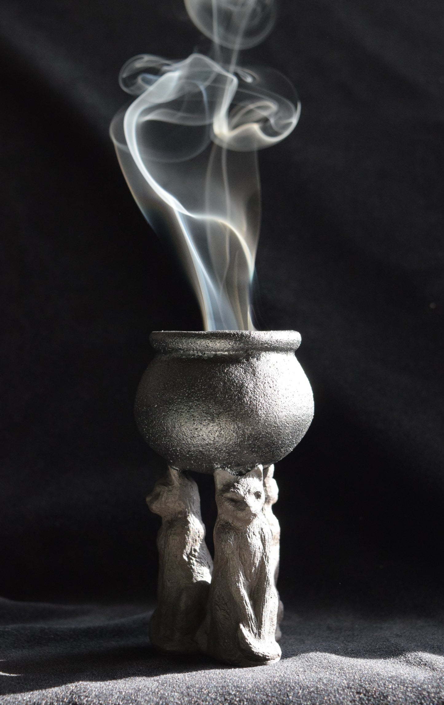 Mini Black Cat Footed Cauldron