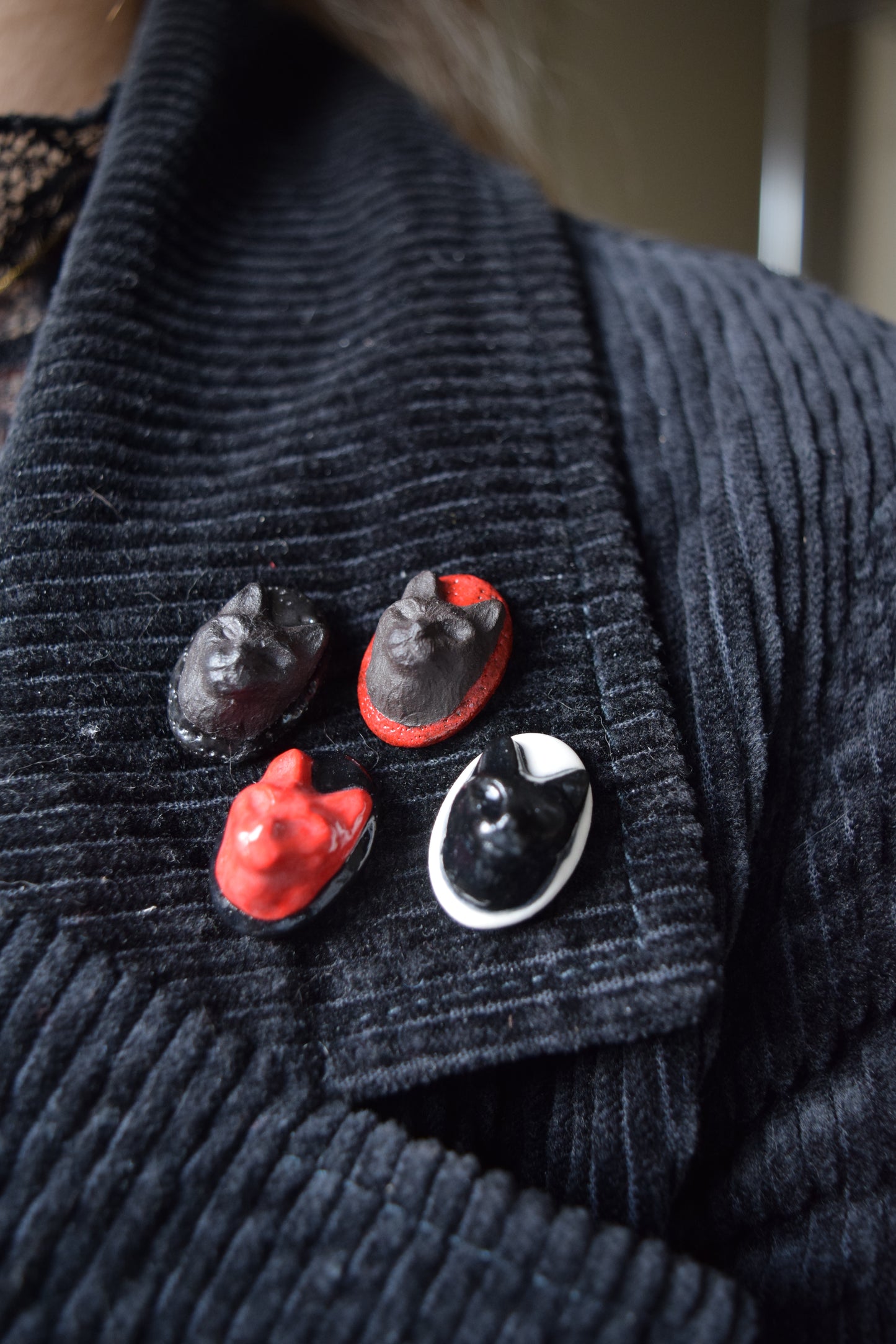 Porcelain Cat Pin