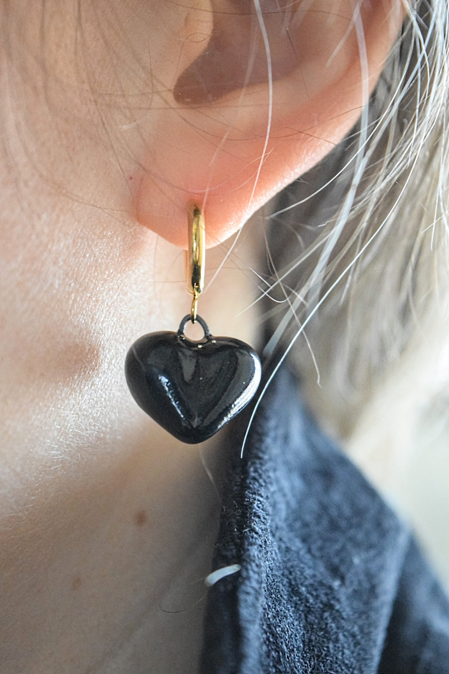 Small Porcelain Heart Earrings