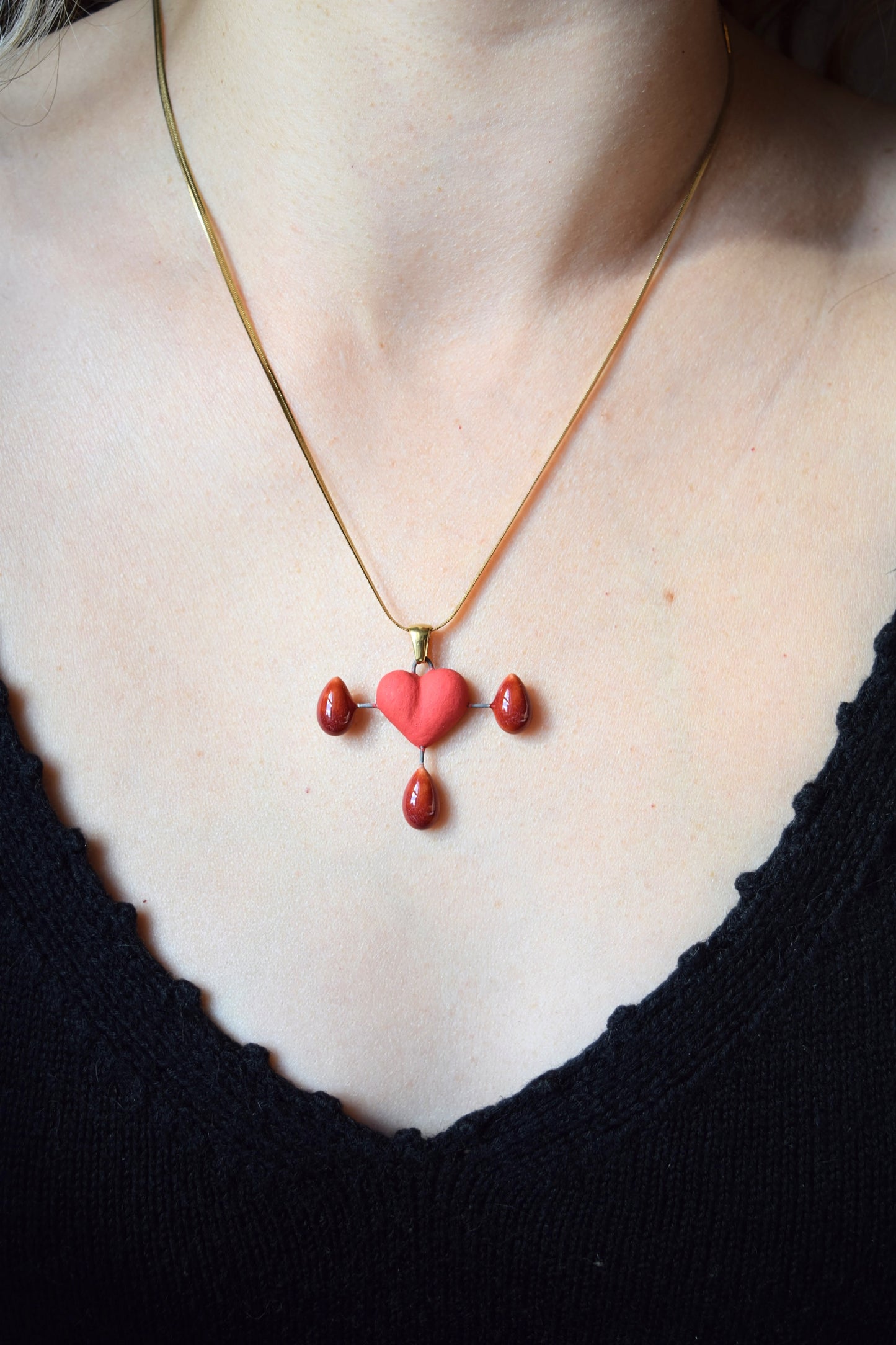 Porcelain Bleeding Heart Pendant/Necklace