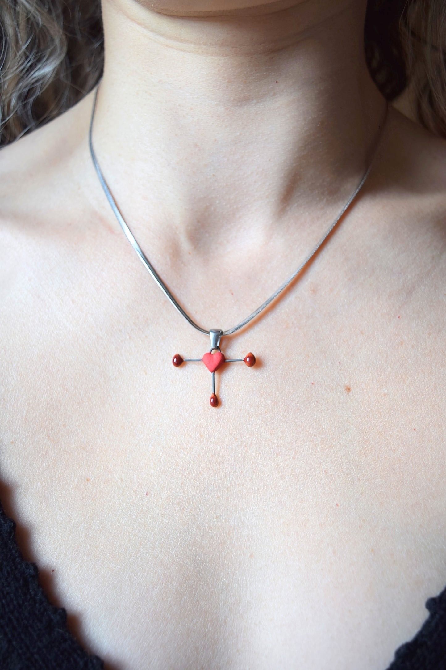 Mini Porcelain Bleeding Heart Pendant/ Necklace