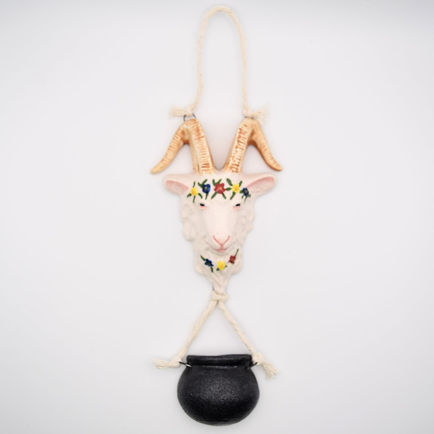 Porcelain Goat & Cauldron Wall Decor