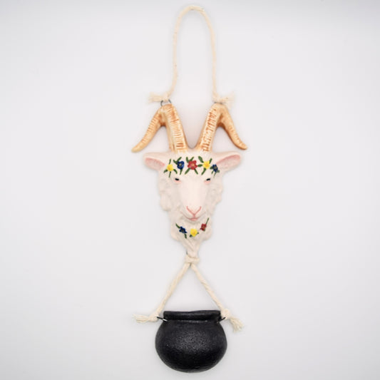 Porcelain Goat & Cauldron Wall Decor