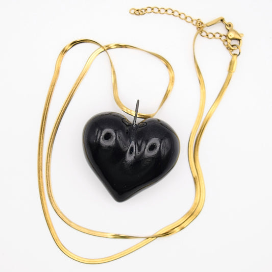 Large Porcelain Heart Pendant/ Necklace