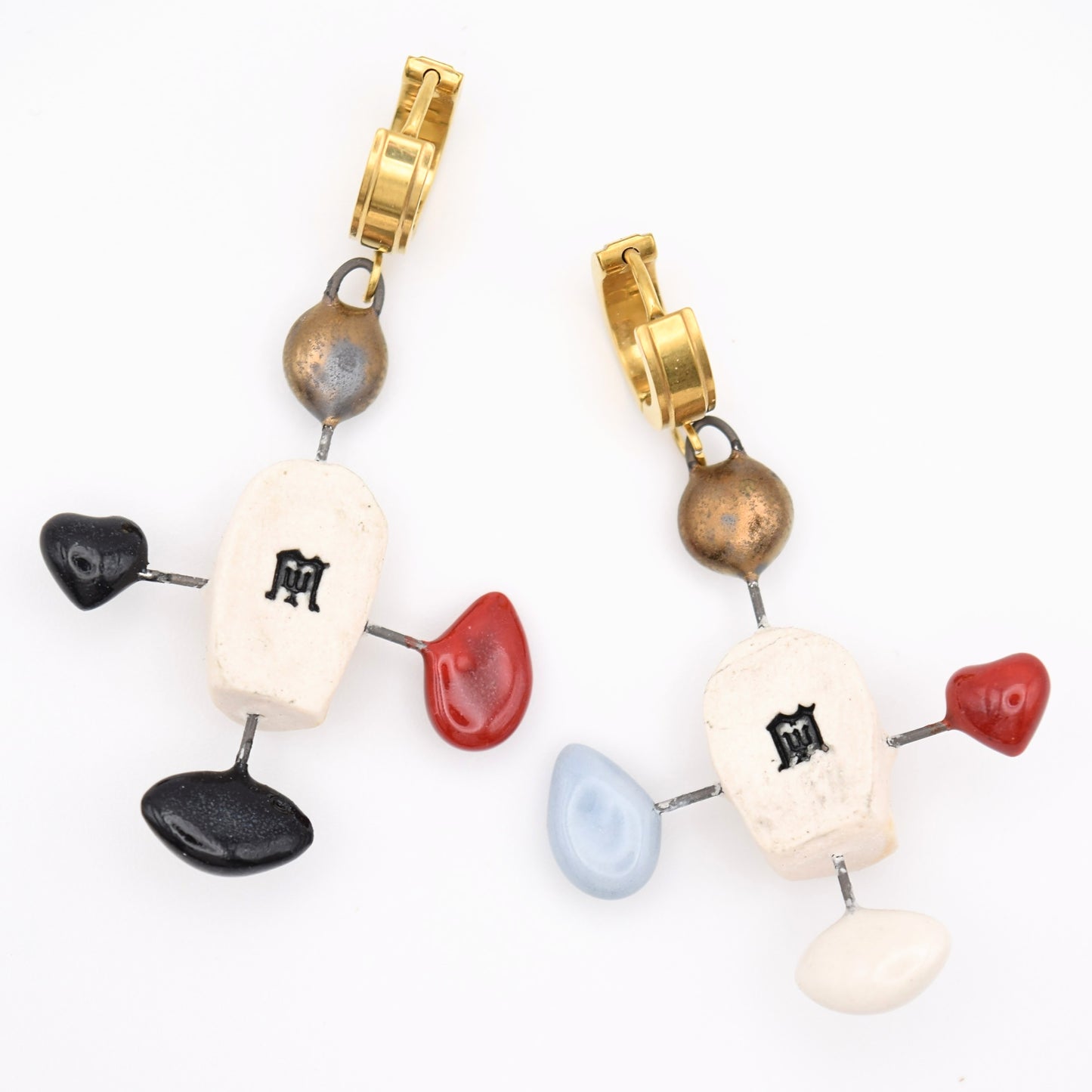 Porcelain Skull Cross Earrings