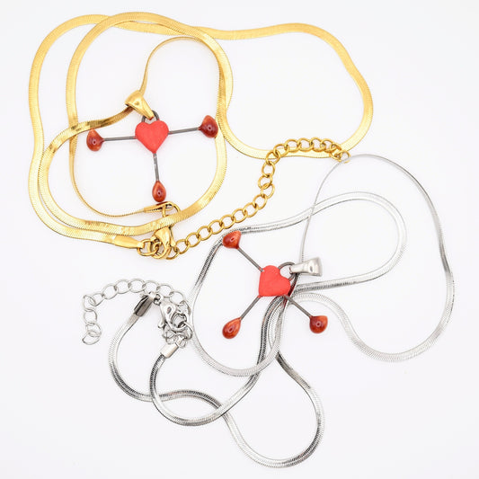 Mini Porcelain Bleeding Heart Pendant/ Necklace