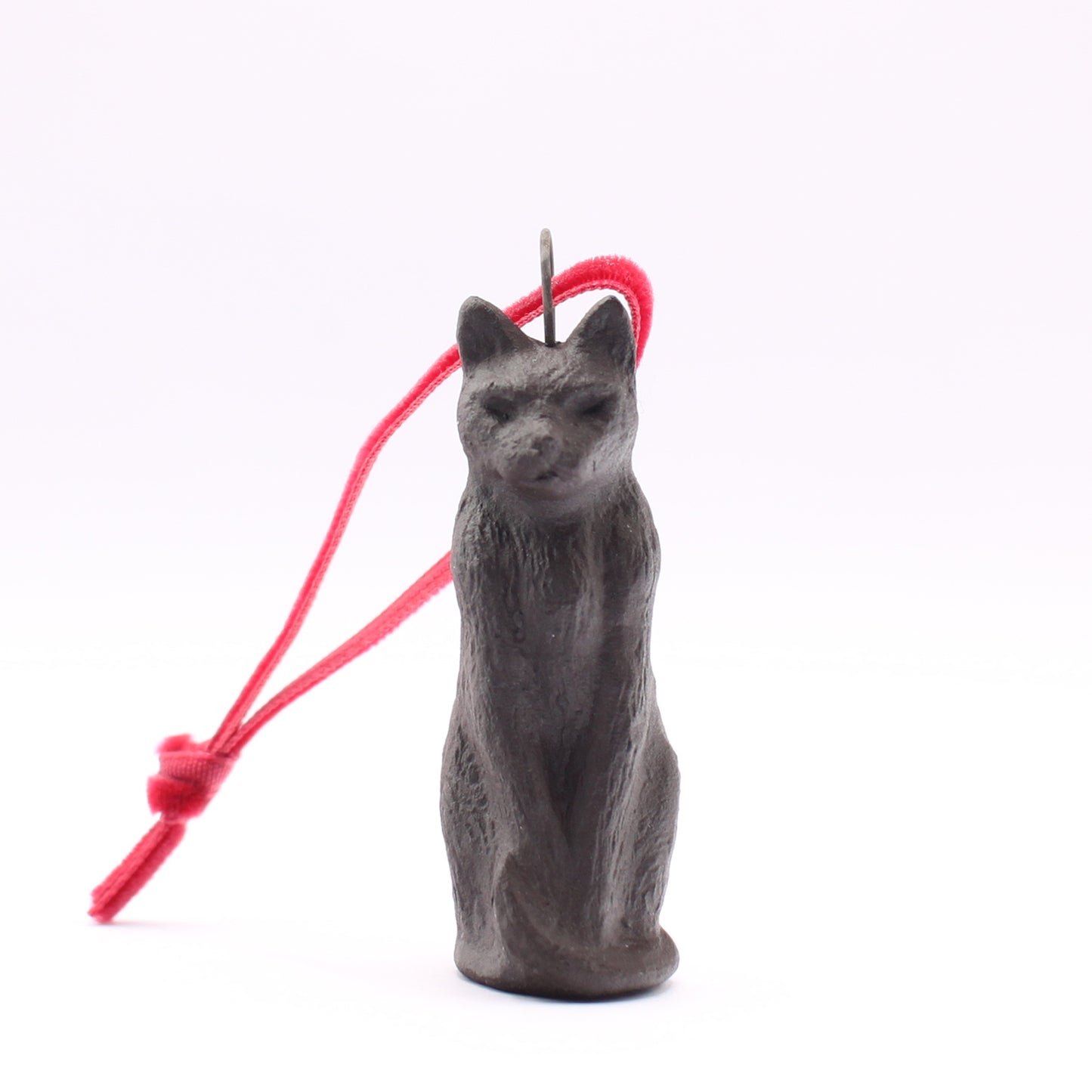 Mini Black Stoneware Cat Ornament