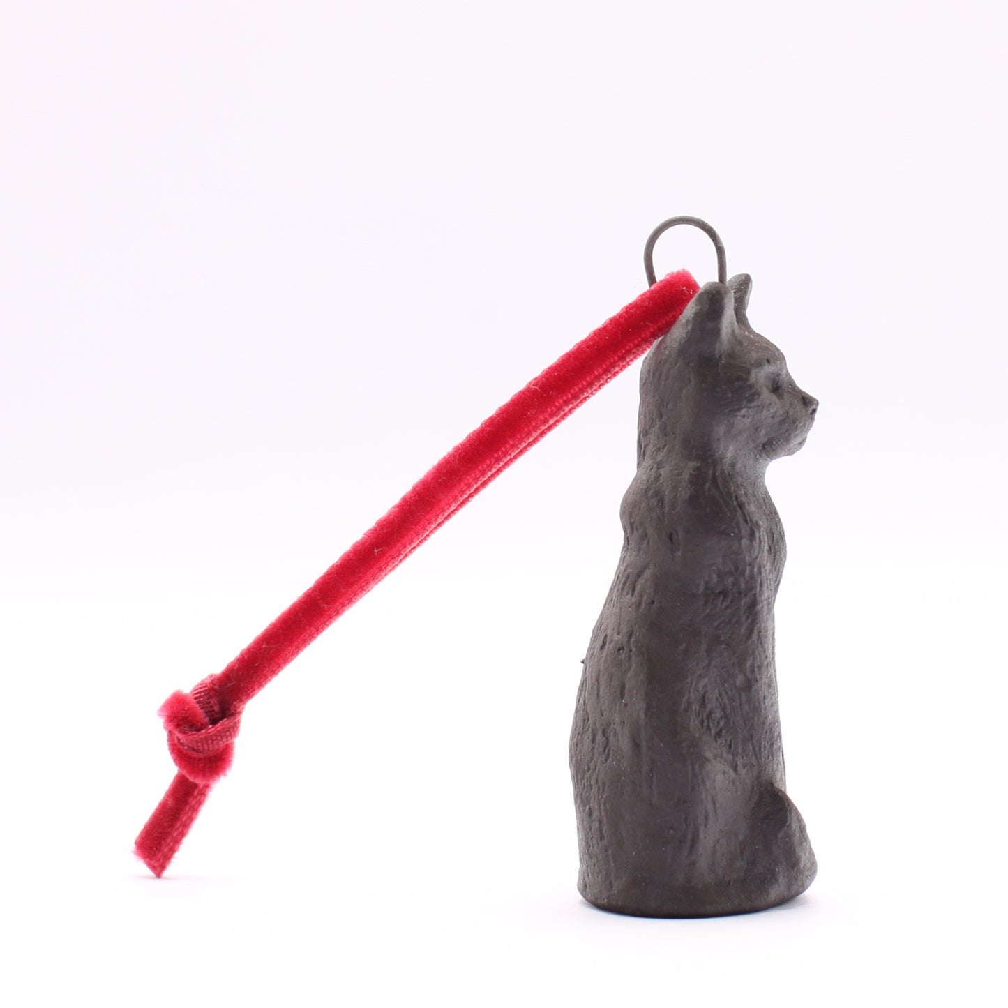 Mini Black Stoneware Cat Ornament