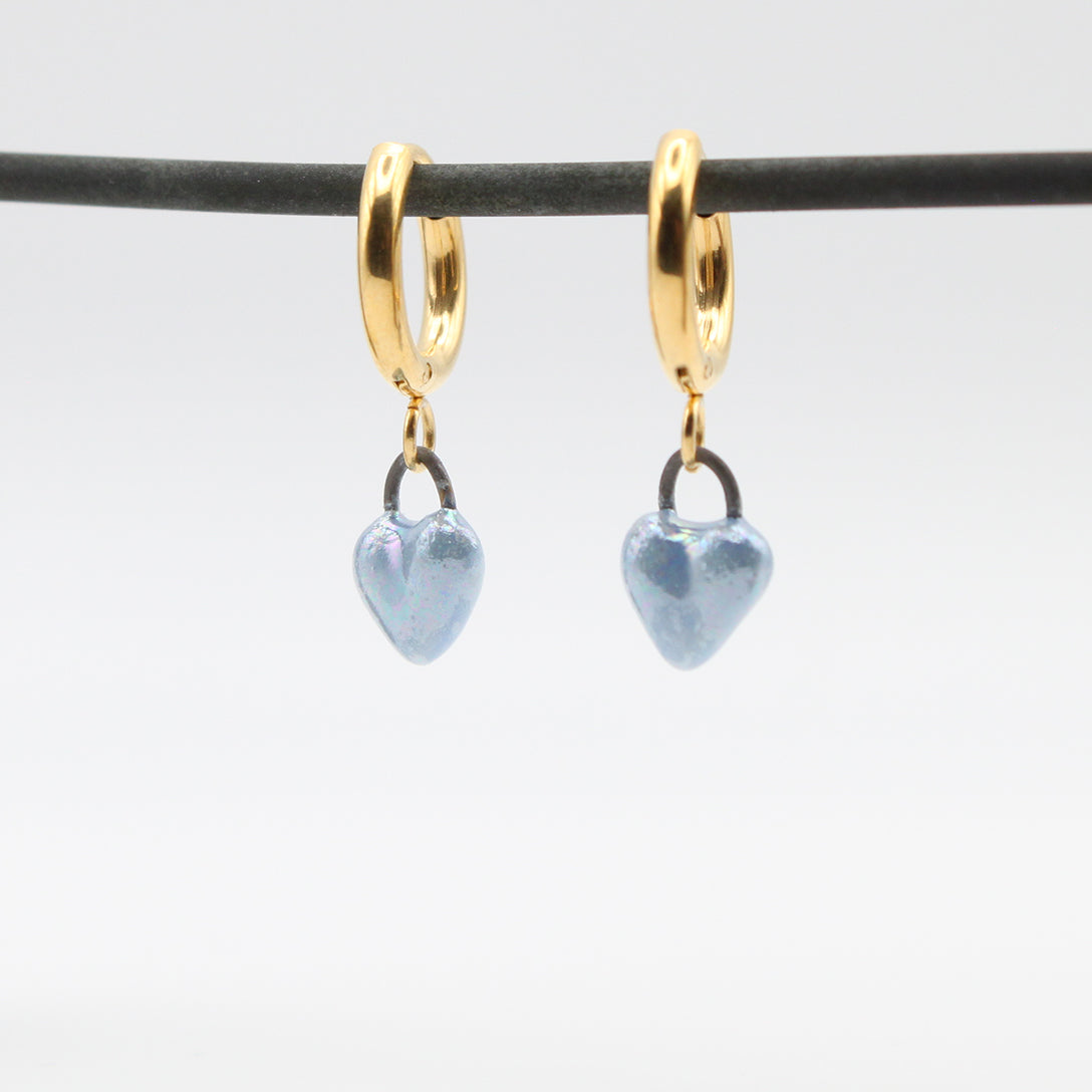 Mini Porcelain Heart Earrings