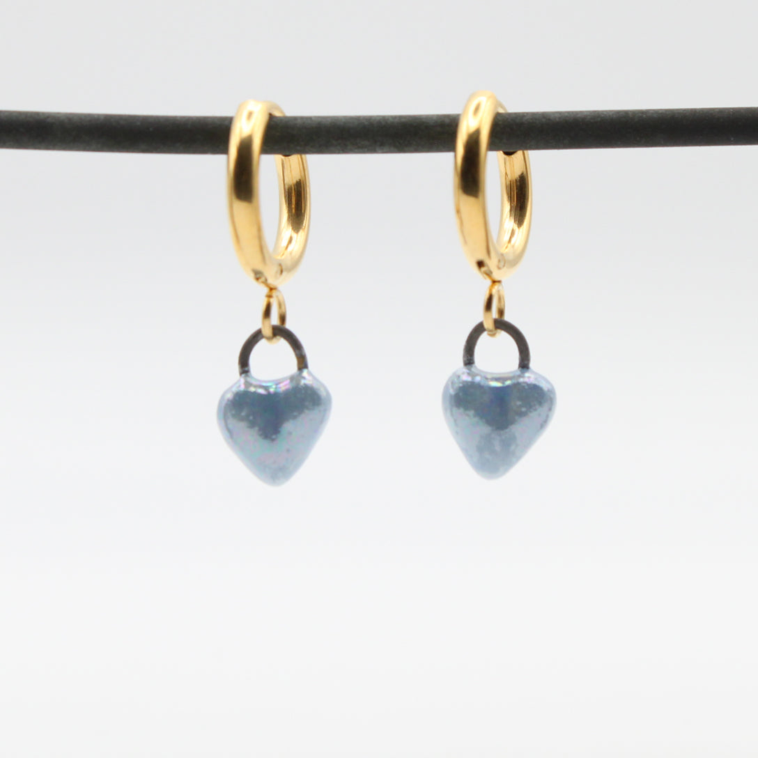 Mini Porcelain Heart Earrings