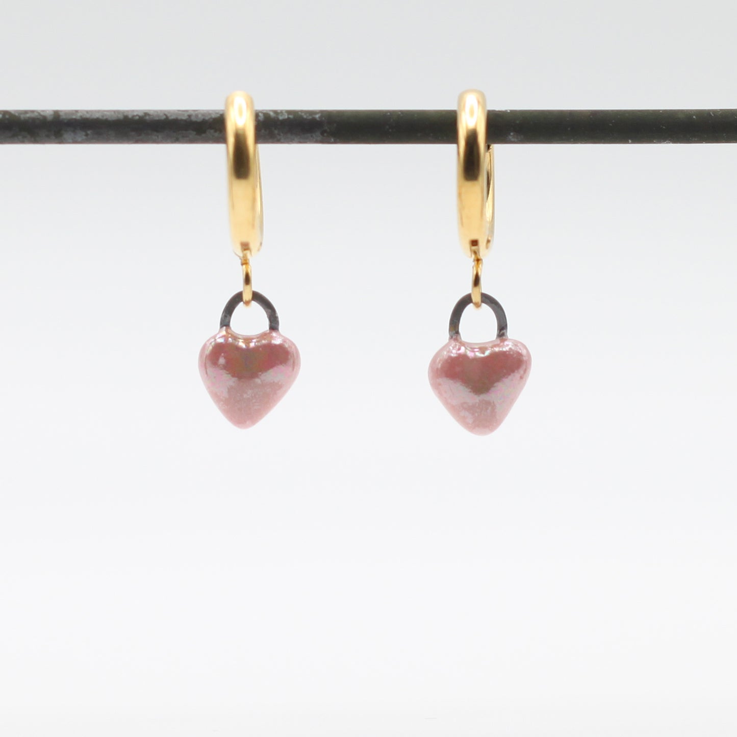 Mini Porcelain Heart Earrings
