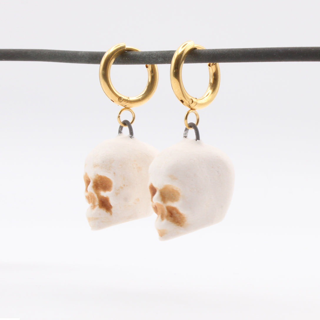 Mini Porcelain Skull Earrings