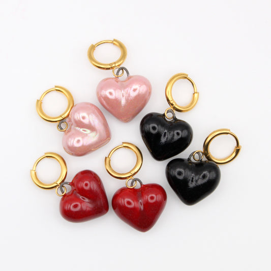 Small Porcelain Heart Earrings