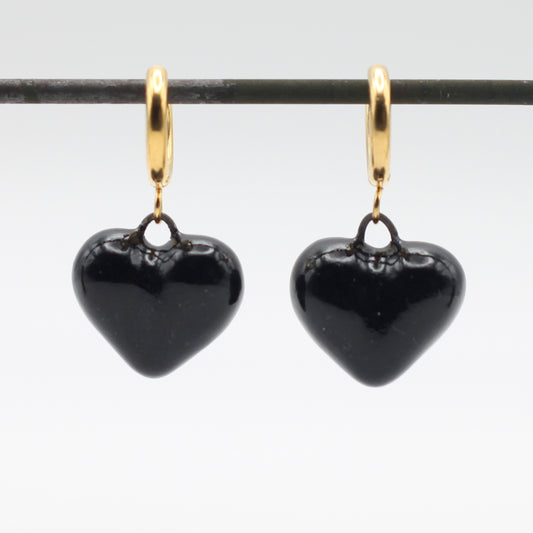 Small Porcelain Heart Earrings